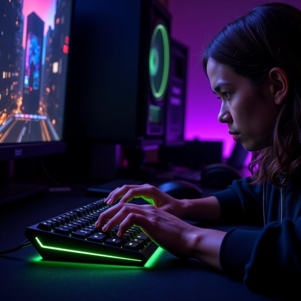 Game thủ sử dụng Razer BlackWidow X Tournament Edition Chroma