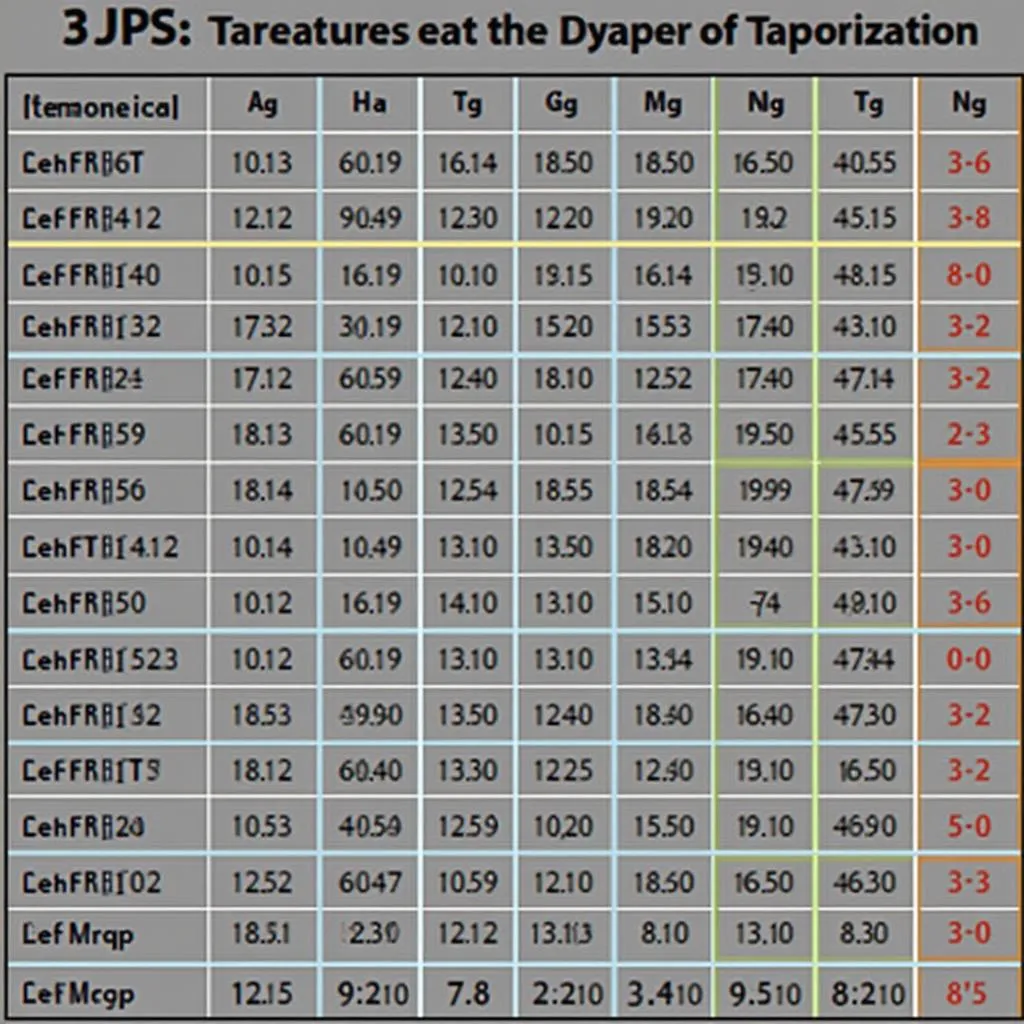 Enthalpy of Vaporization Table