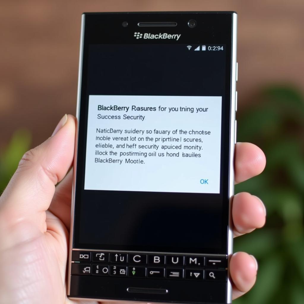 BlackBerry Passport với thông báo bảo mật