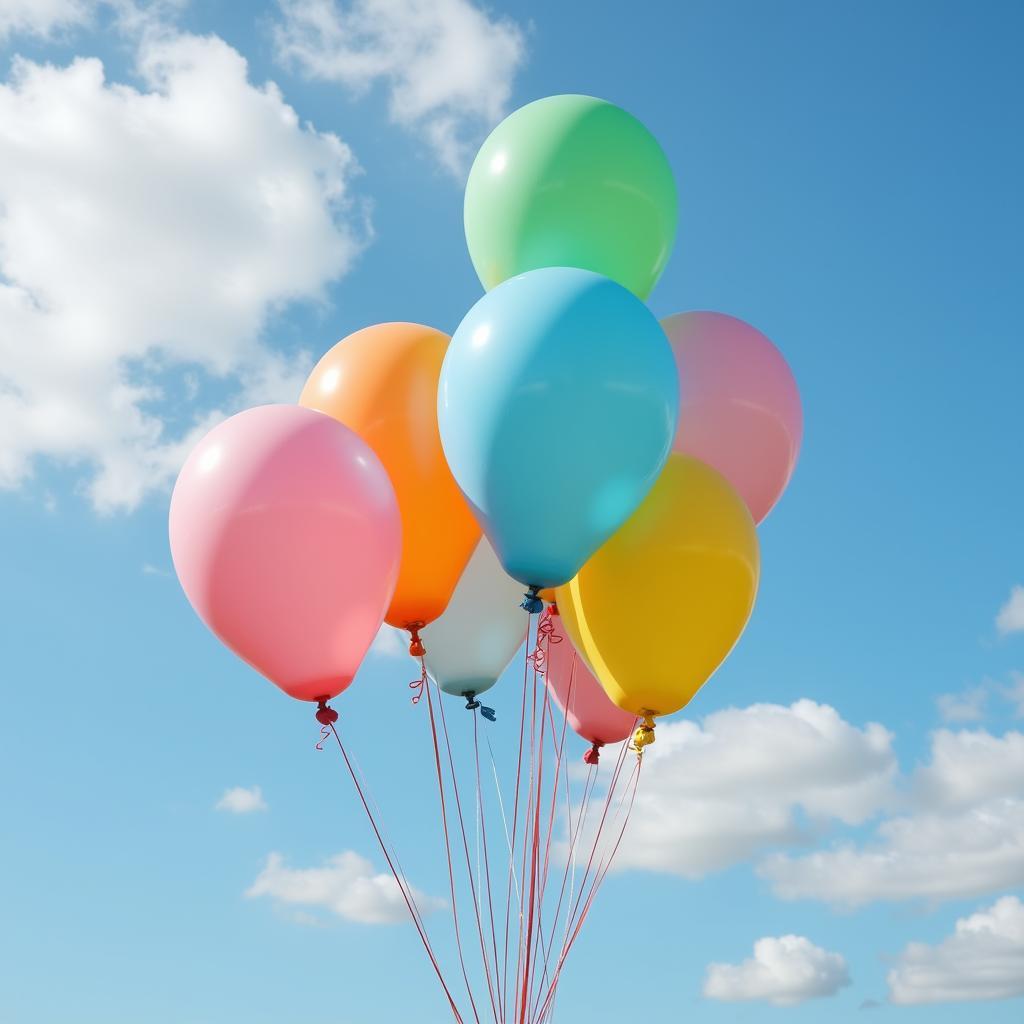 Balloons filled with helium gas