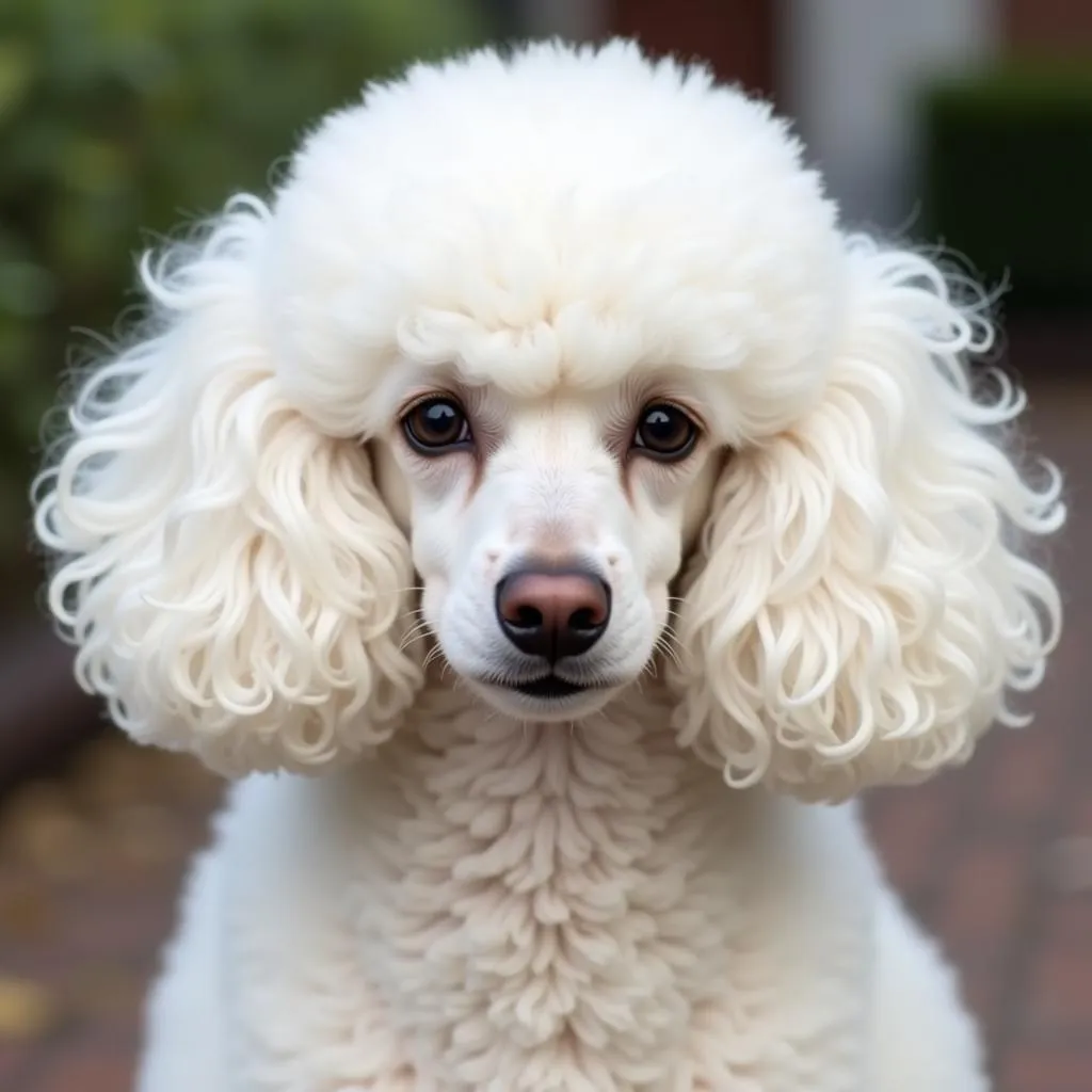 Chó Poodle lông xoăn màu trắng tinh khôi