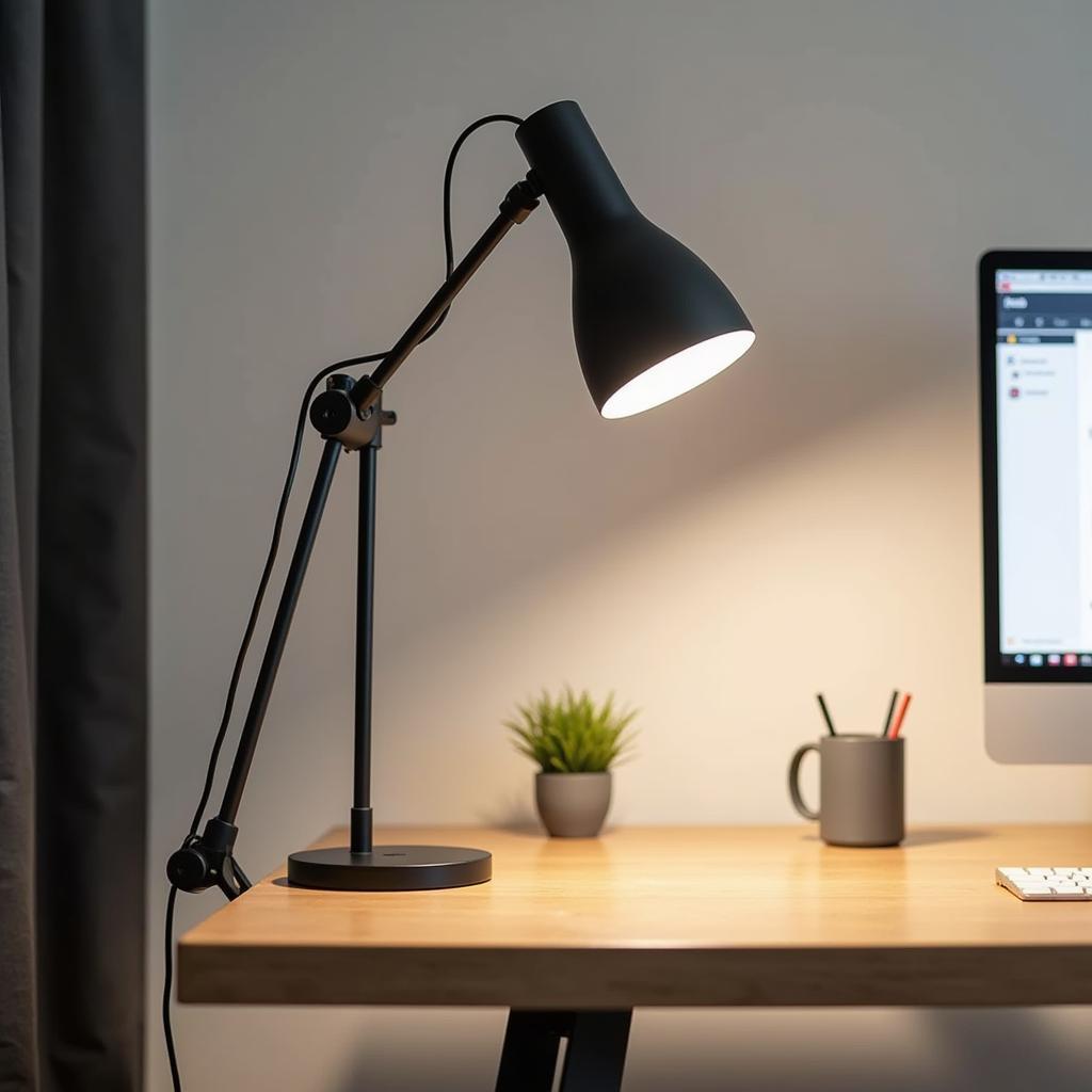 Modern desk lamp with clip, saving space