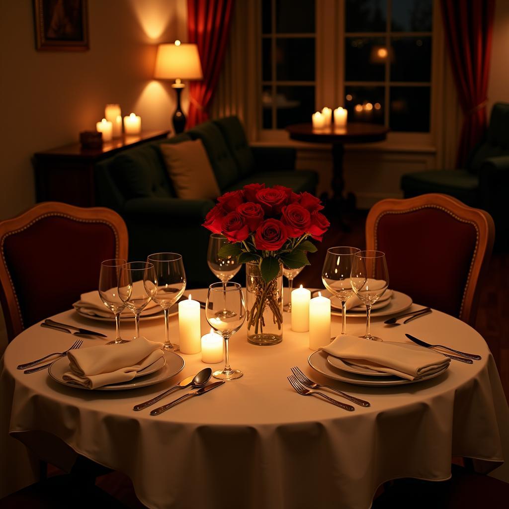 Romantic Dinner Setting with Electronic Candle Lights