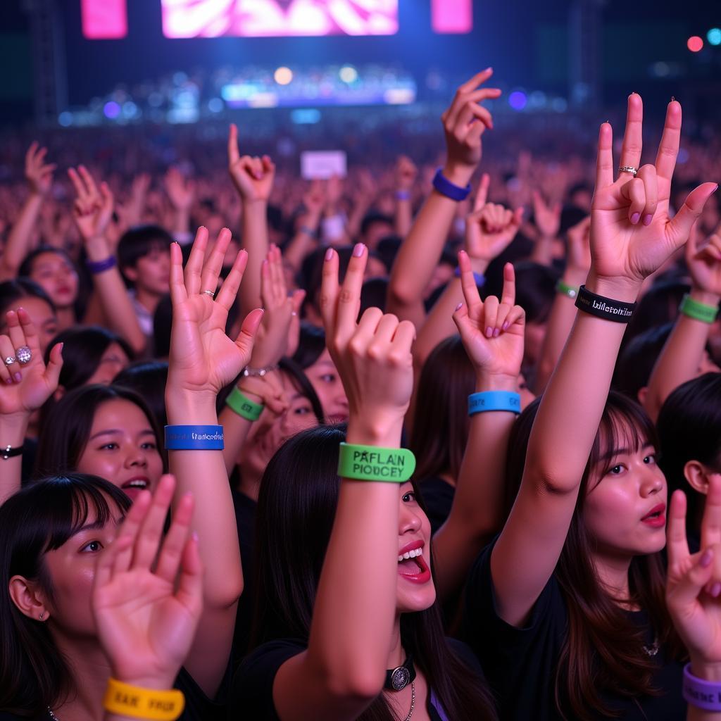 Fan Blackpink đeo vòng tay cao su tại concert