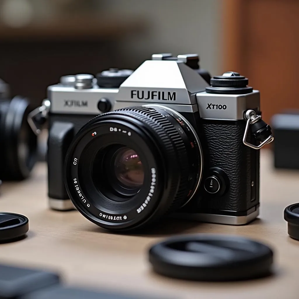 Fujifilm XT100 cũ với ngoại hình cổ điển, nhỏ gọn