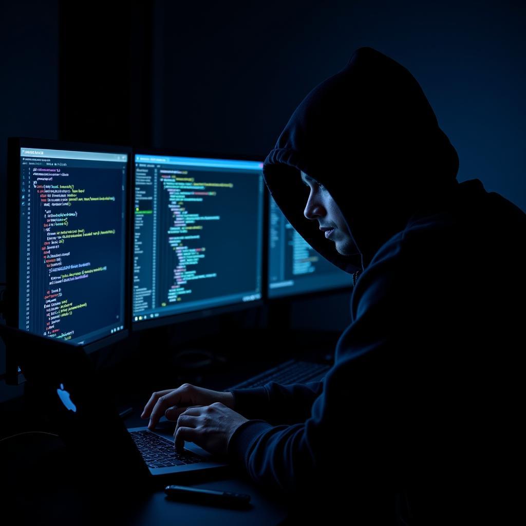 Hacker mũ đỏ làm việc