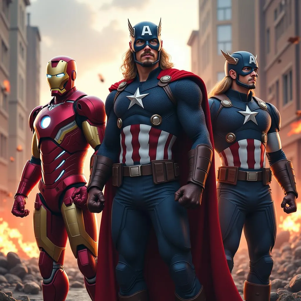 Iron Man, Thor và Captain America trong The Avengers