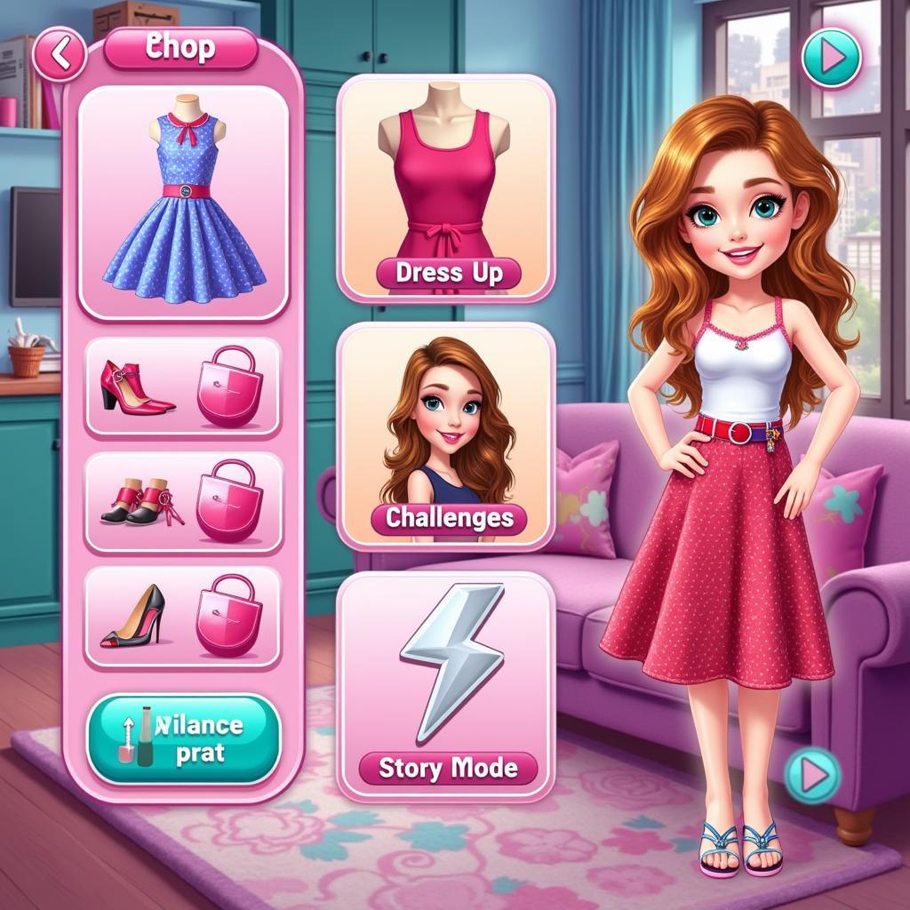 Main screen of a fashion game