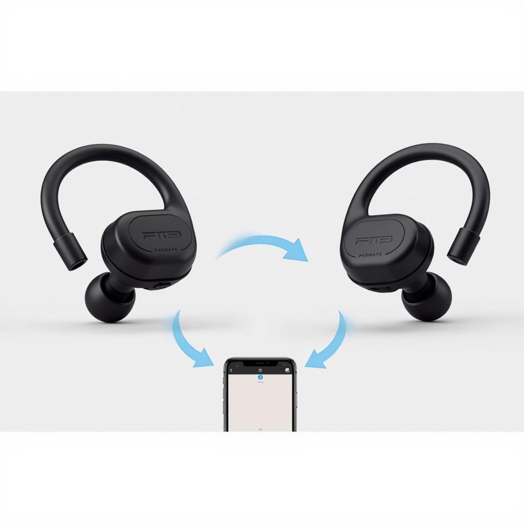 Hình ảnh minh họa tai nghe Padmate Pamu Scroll kết nối Bluetooth với điện thoại