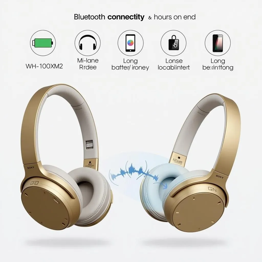 Sony WH-1000XM2 Gold - Kết nối Bluetooth ổn định, tuổi thọ pin lâu dài