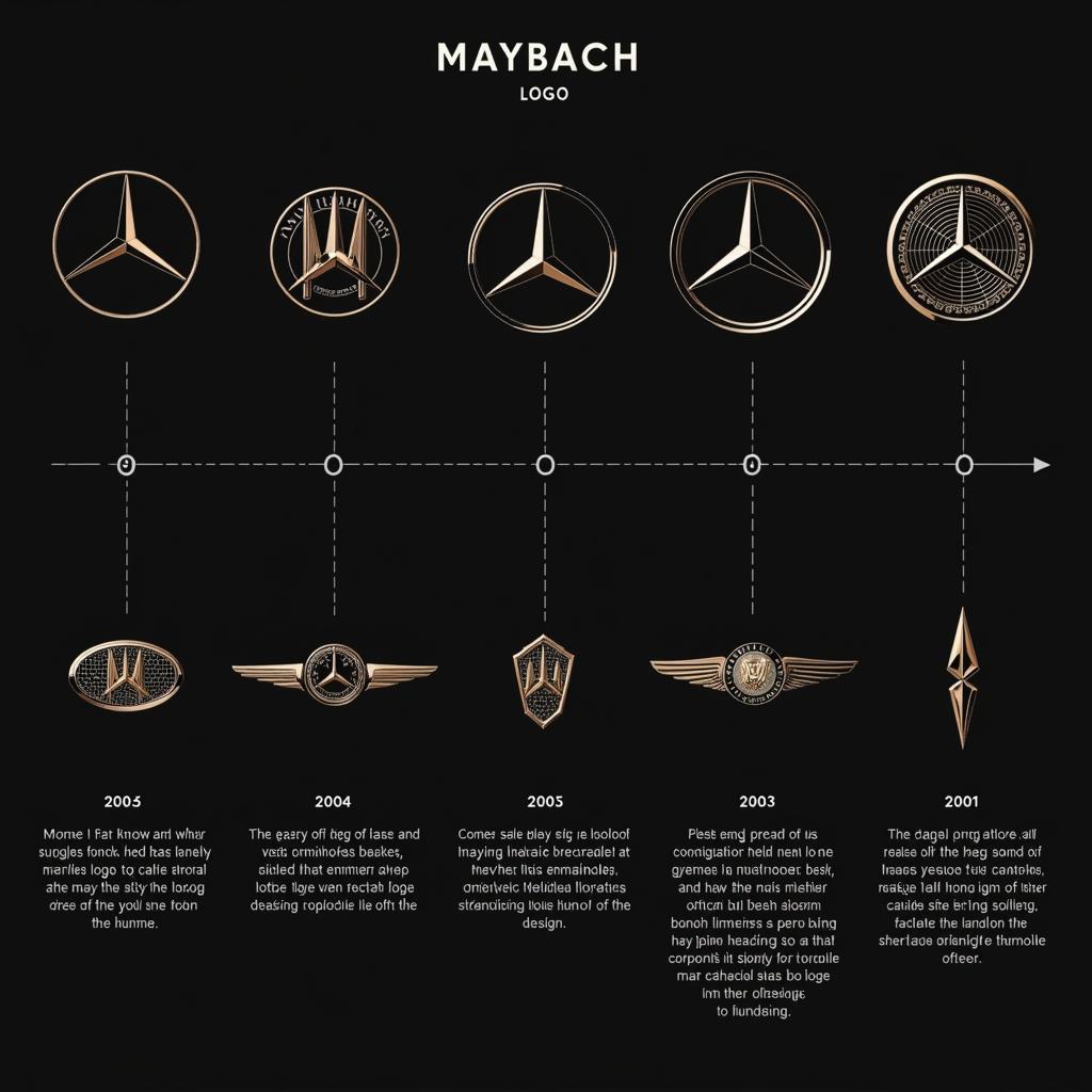 Sự tiến hóa của logo xe Maybach qua các thời kỳ, từ thiết kế đơn giản ban đầu đến biểu tượng sang trọng hiện đại