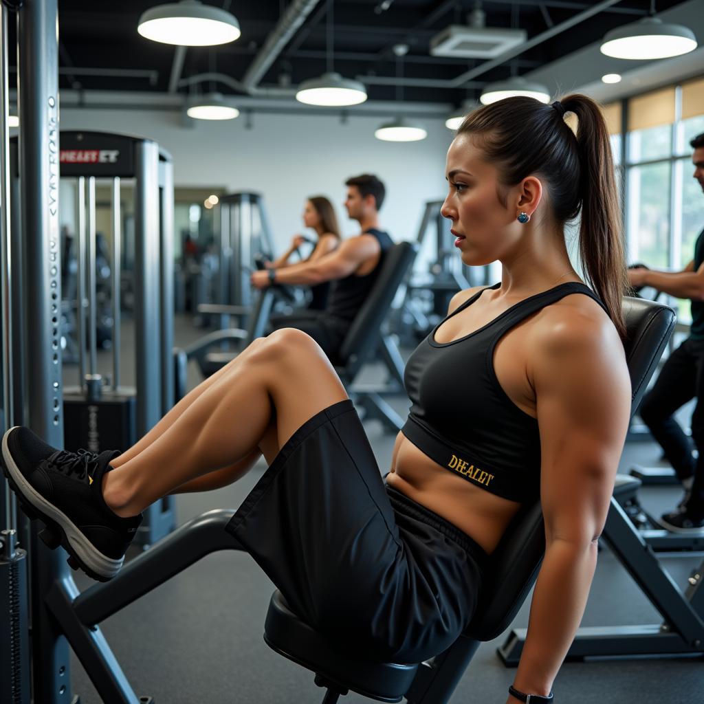 Tập gym với máy móc hiện đại