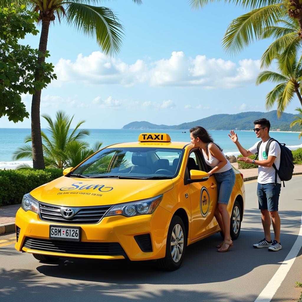 Taxi Sun Tam Kỳ đưa khách đến điểm