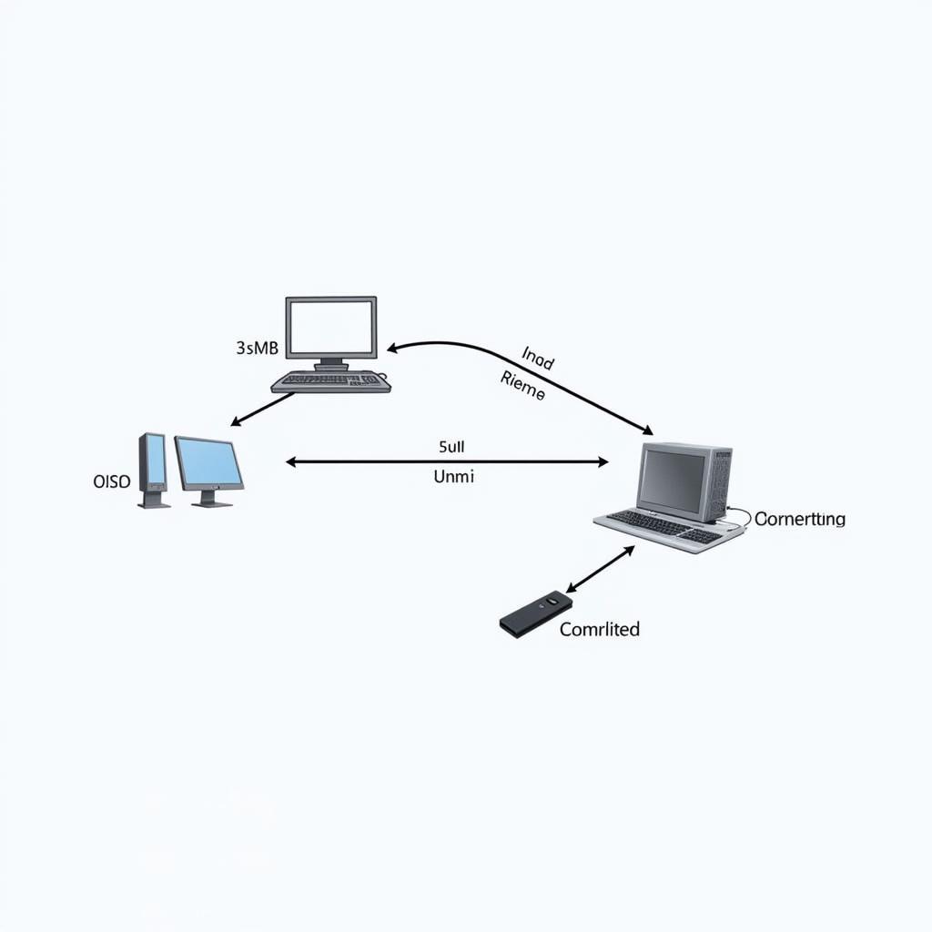 Sơ đồ minh họa cách thức hoạt động của USB dongle khi kết nối với máy tính và thiết bị ngoại vi