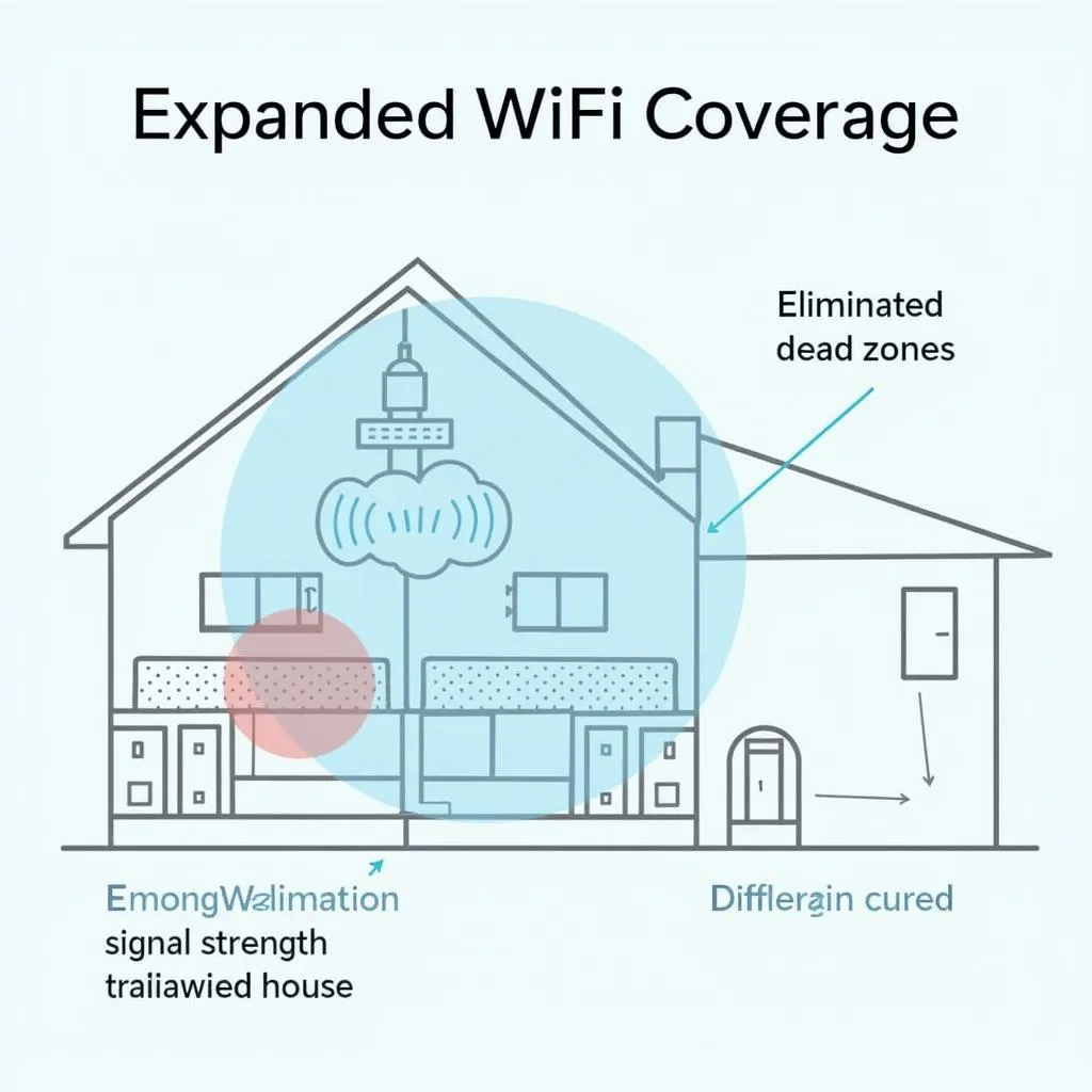 Minh họa vùng phủ sóng wifi với repeater