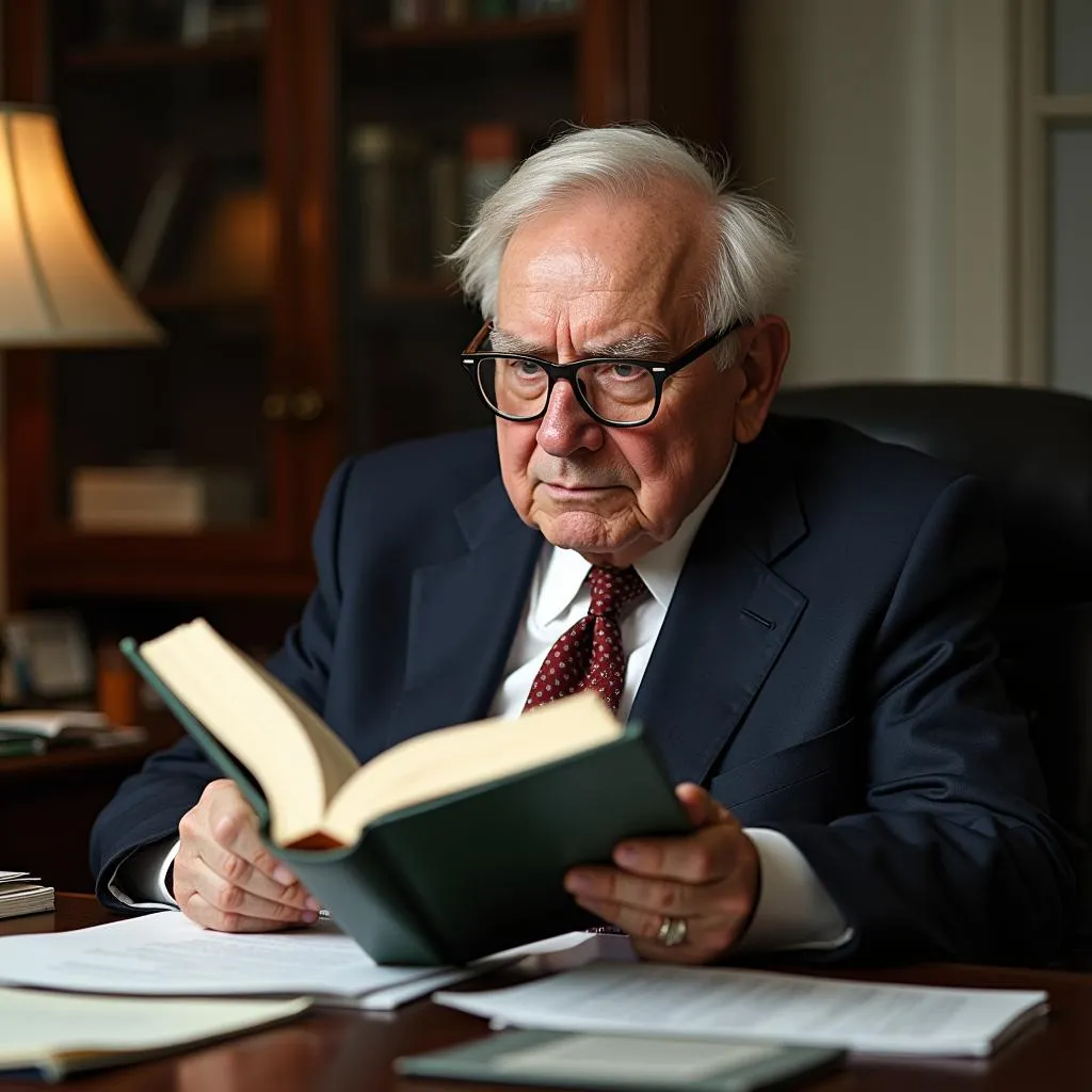 Warren Buffett đang đọc sách