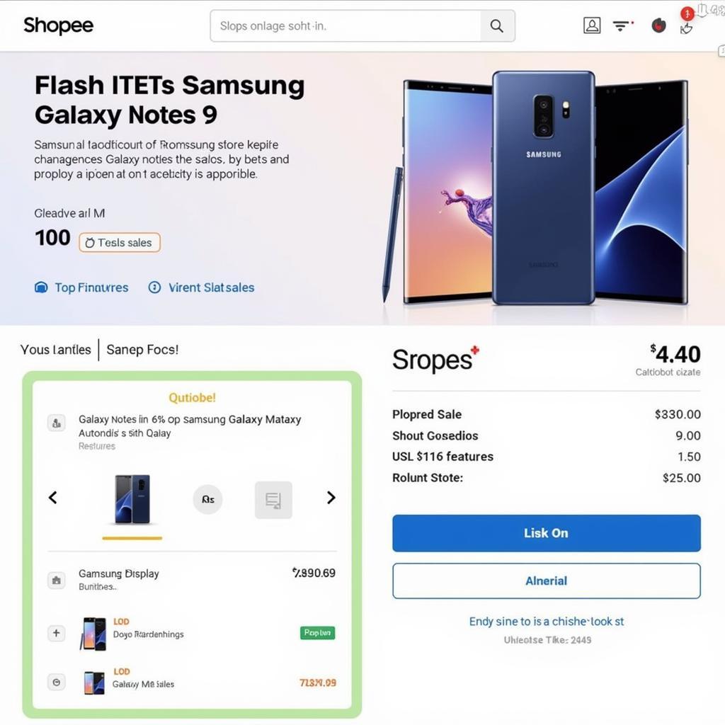 Flash sale Note 9 diễn ra trên Shopee