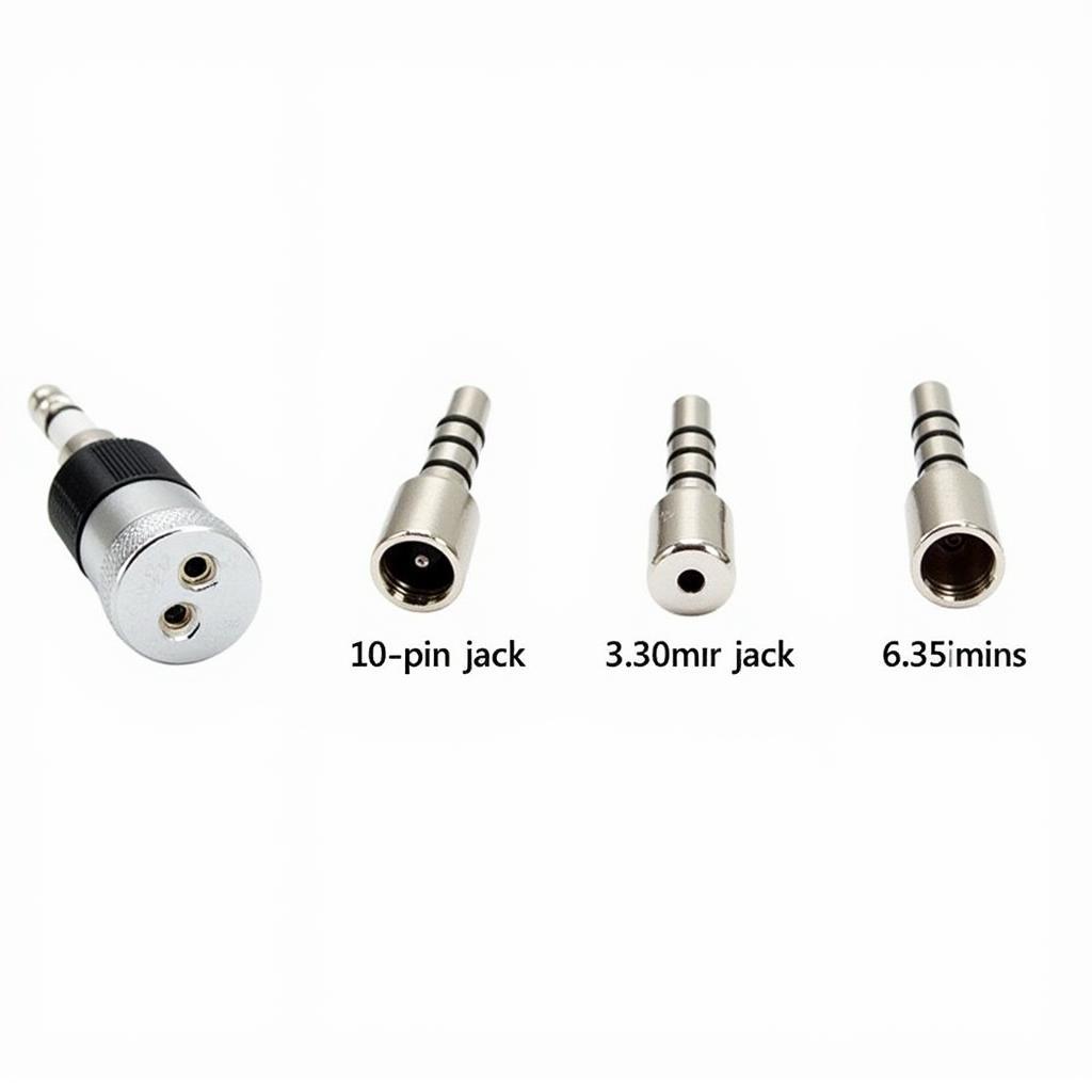 So sánh kích thước jack 10 pin với các loại jack khác như 3.5mm và 6.35mm