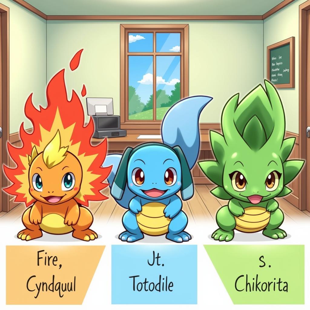 Lựa chọn Pokemon khởi đầu: Cyndaquil, Totodile, Chikorita trong Pokemon Gold