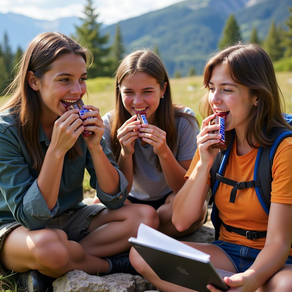 Người trẻ đang sử dụng bánh Snickers