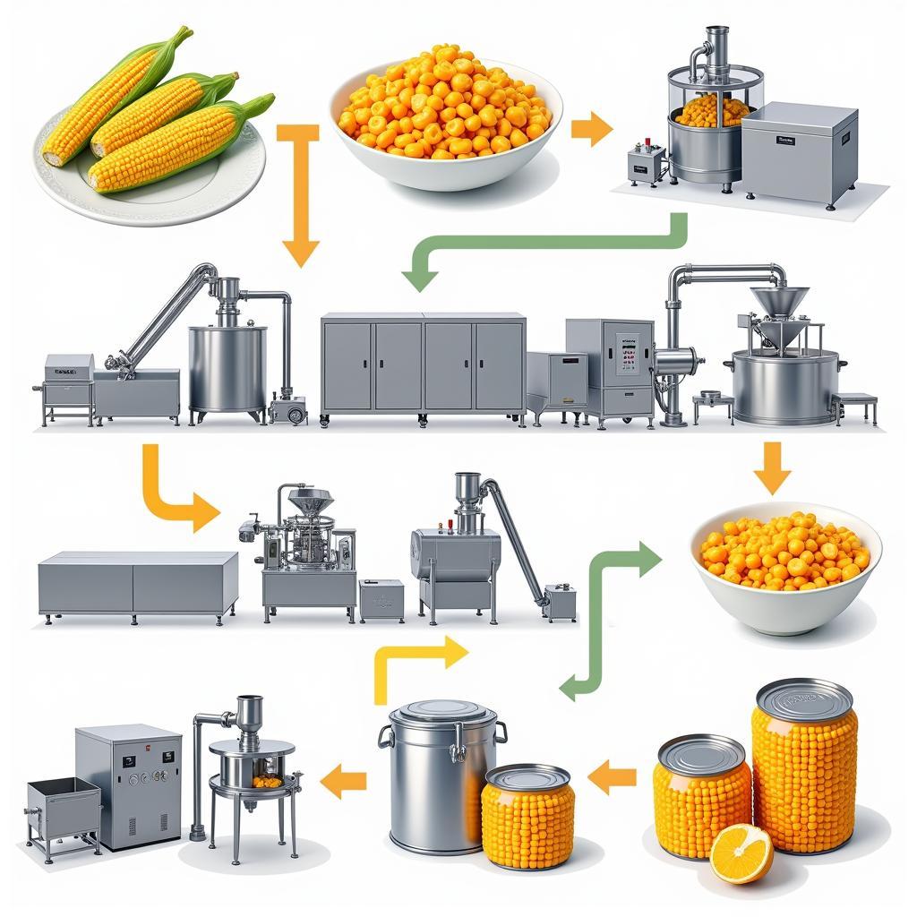 Quy trình sản xuất ngô chiên đóng hộp hiện đại